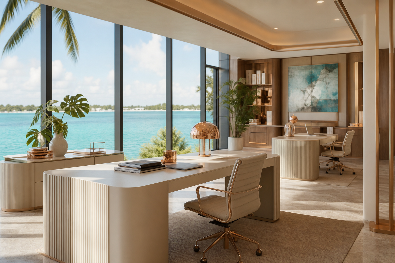 Substify office overlooking the Curaçao coastline